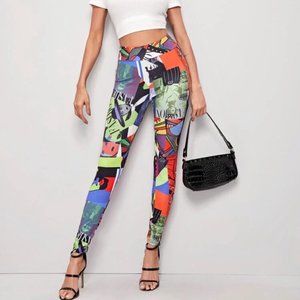 Wide Waistband Graphic Leggings